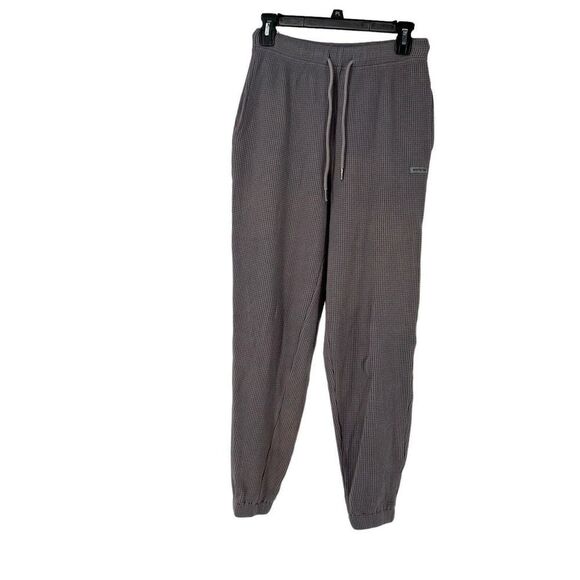 White Fox Joggers Gray Waffle Knit Womens Size S High Rise Athleisure Pockets - Picture 1 of 10